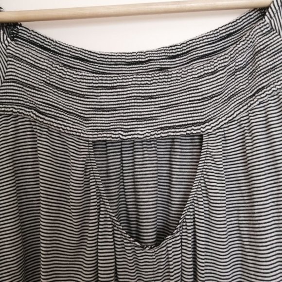 American Eagle Outfitters Off the Shoulder Black and White Striped Blouse - Picture 9 of 12